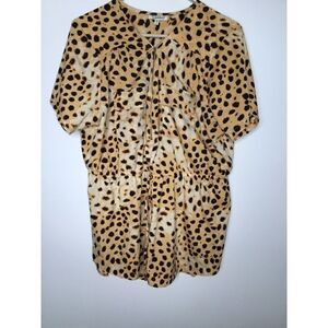 Mileage Women’s size 3X Top‎ Tunic Blouse Short Sleeve Drawstring Animal Print